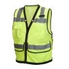 Pyramex Class 2 Hi-Vis Lime Safety Vest w/ Black Trim & 9 Pocket Zipper RVZ2810