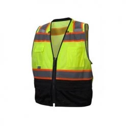 Pyramex RVZ44B Series Type R - Class 2 Hi-Vis Lime Safety Vest with Black Bottom RVZ4410B
