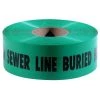 Empire Green Non-Detectable Warning Tape inCaution Sewer Line Buried Belowin 3" x 1000' 22-045