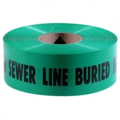 Empire Green Non-Detectable Warning Tape inCaution Sewer Line Buried Belowin 3" x 1000' 22-045