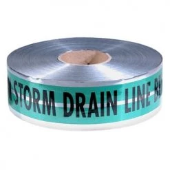 Empire Green Detectable Warning Tape inCaution Storm Drain Line Belowin 3" x 1000' 31-031