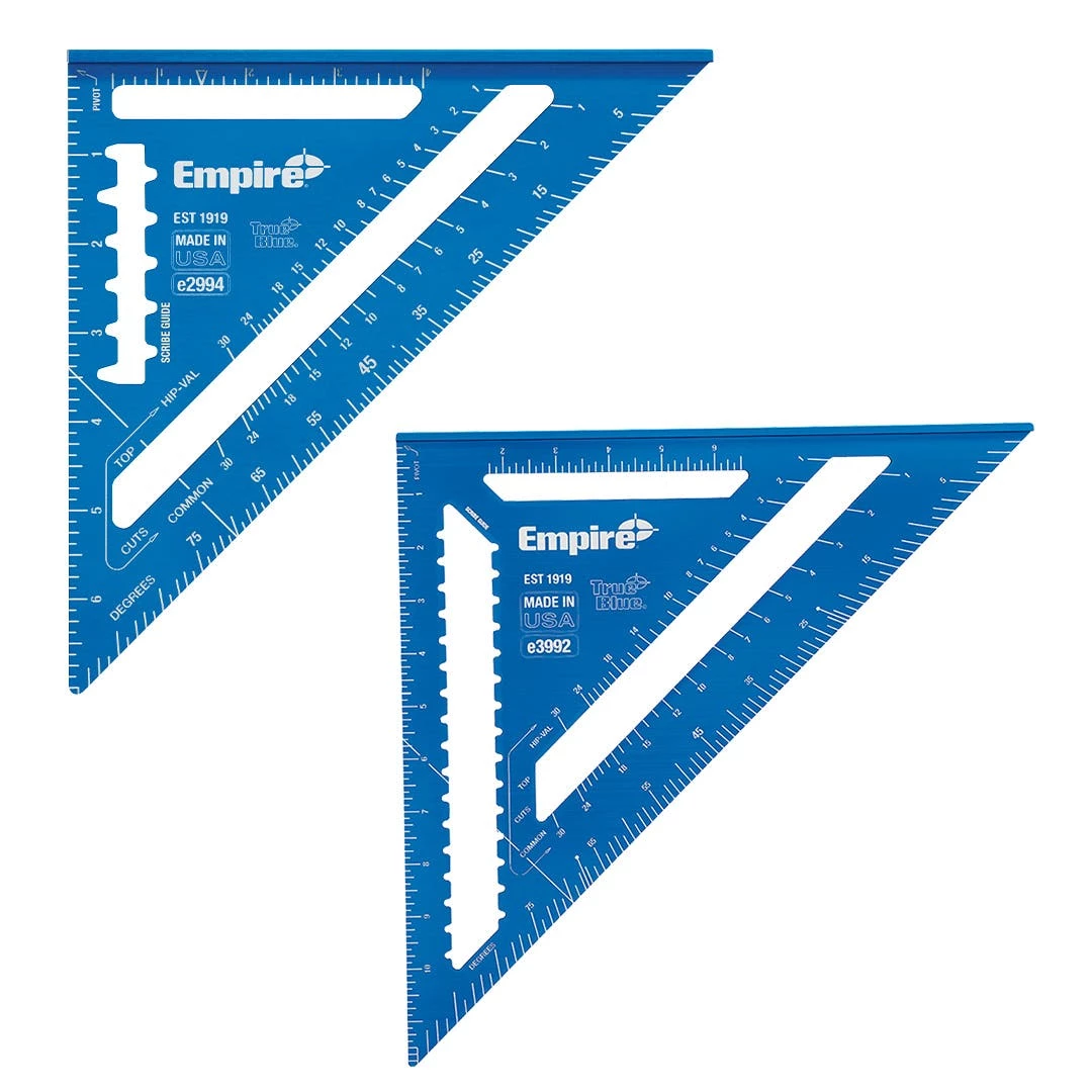 Empire True Blue Aluminum 7" Rafter Square + True Blue 12" Laser Etched Rafter Square Bundle 1 Empire True Blue Aluminum 7" Rafter Square + True Blue 12" Laser Etched Rafter Square Bundle