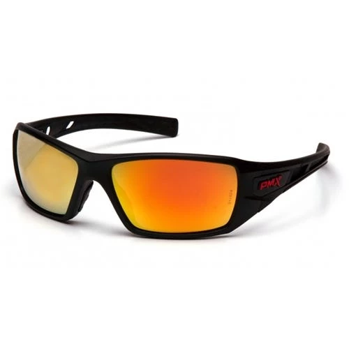 Pyramex Velar Safety Glasses w/ Orange Mirror Lens Black and Red Frame SBRF10445D 1 Pyramex Velar Safety Glasses w/ Orange Mirror Lens Black and Red Frame SBRF10445D